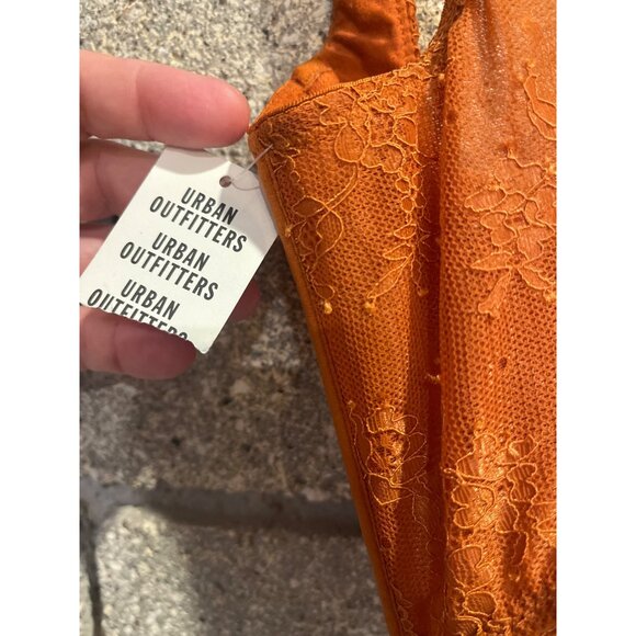 Urban Outfitters Orange Lace Corset-Style Tank Top With Adjustable Straps & Boni - Picture 6 of 7